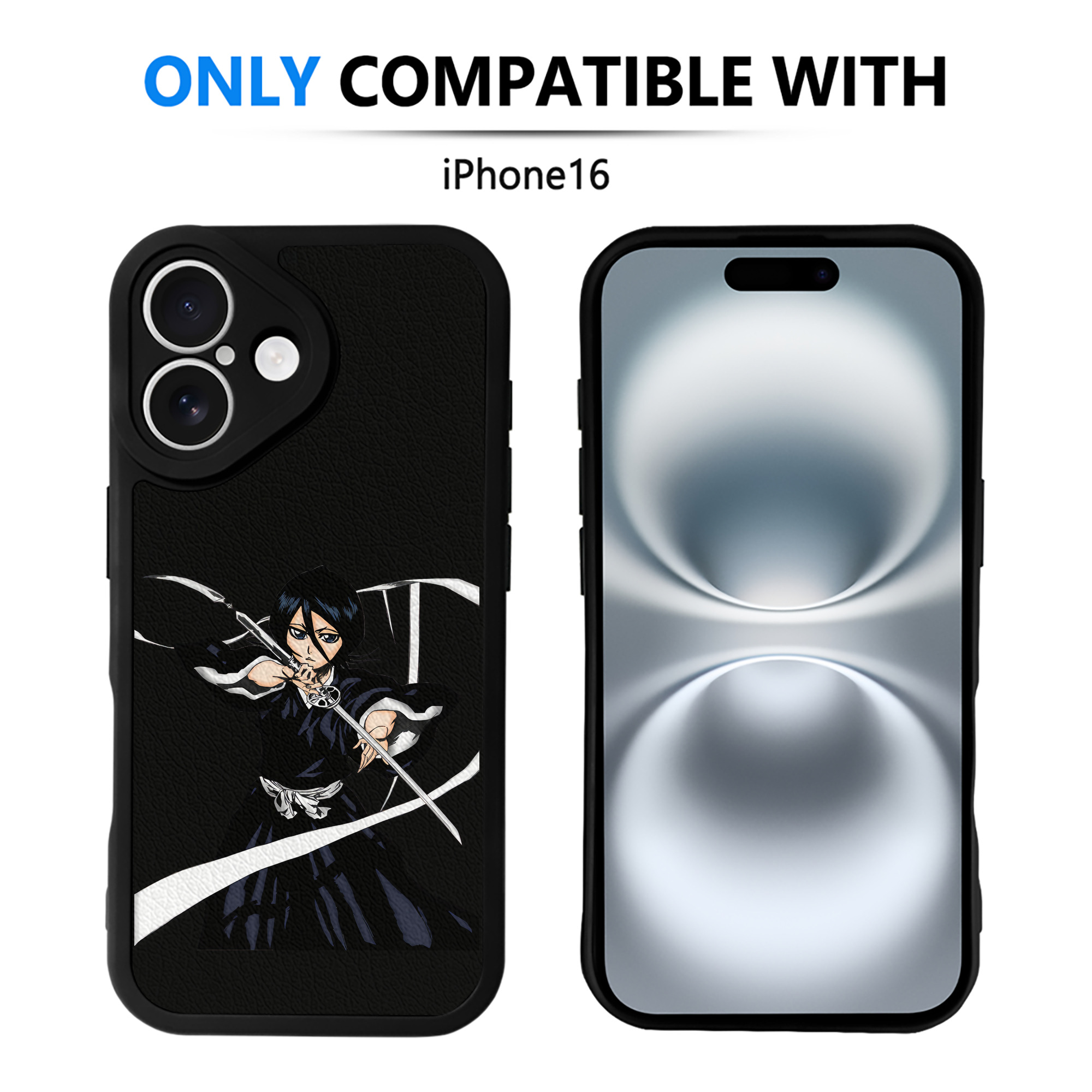 （画像用） ブリーチ 朽木ルキア BLEACH Kuchiki Rukia 【iPhone 16シリーズ対応】シリコンスマホケース（レザー調） 材質：シリコン